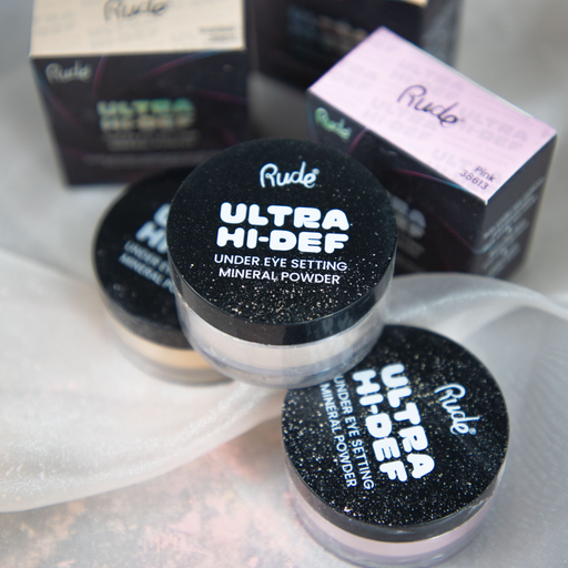 Rude Cosmetics UHD Under Eye Setting Mineral Powder Setting Spray & Powder Gray Vanilla,Honey,Pink