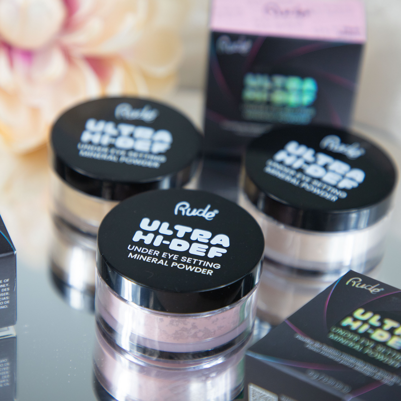 Rude Cosmetics UHD Under Eye Setting Mineral Powder Setting Spray & Powder Gray Vanilla,Honey,Pink