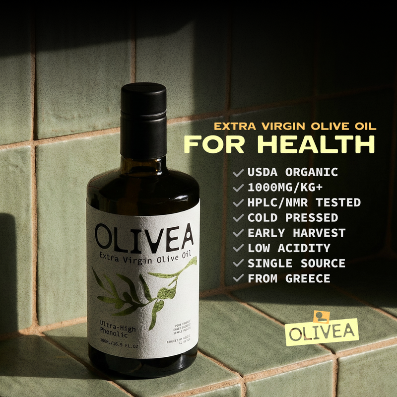 Olivea Ultra High Phenolic Extra Virgin Olive Oil — 1,000+ mg/kg Polyphenols Black
