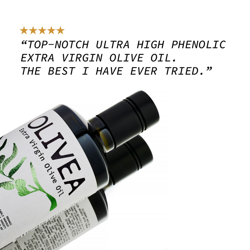 Olivea Ultra High Phenolic Extra Virgin Olive Oil — 1,000+ mg/kg Polyphenols White Smoke