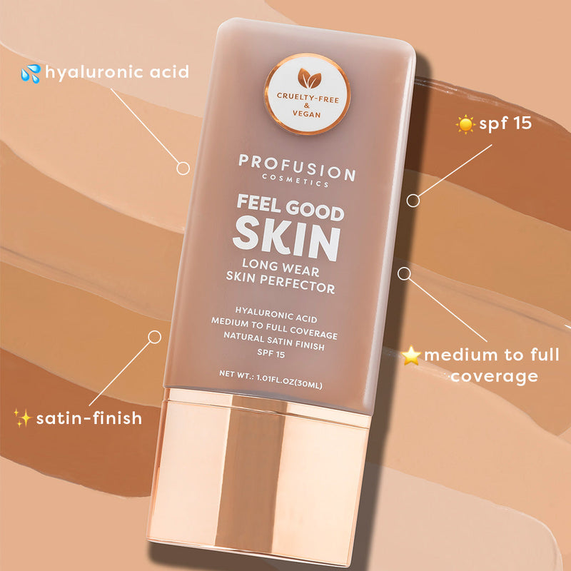 Profusion Cosmetics Feel Good Skin | Hydrating Skin Perfector Face Tan Fair 1,Fair 3,Light 1,Light 3,Medium 1,Medium 3,Medium 5,Tan 1,Tan 3,Tan 5,Deep 1,Deep 3