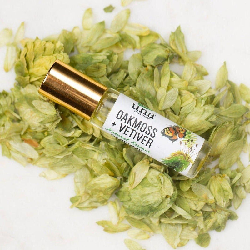 Una Biologicals® Oakmoss & Vetiver Perfume | Natural Fragrance | Una Biologicals Essential Oil Roll-On Dark Khaki
