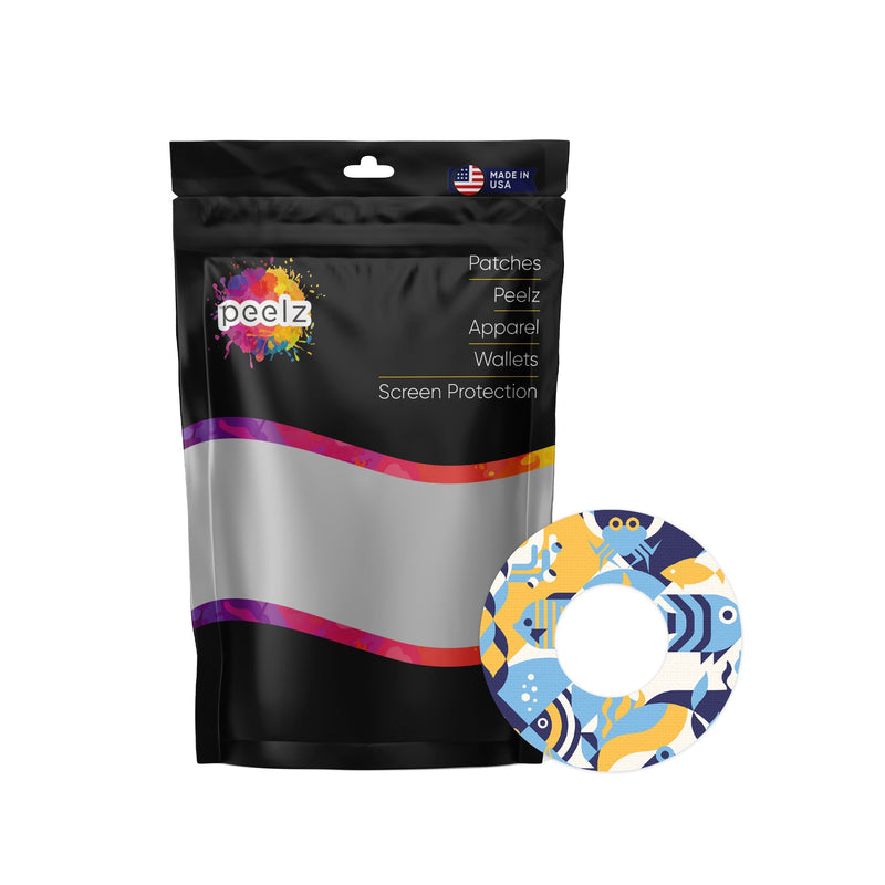 Peelz Underwater Abstract Patch  Tape Designed for the FreeStyle Libre 2 Patch Medical Tape White Smoke 12-Pack Libre 2 (Set of 12 Patches),4-Pack Libre 2 (Set of 4 Patches)