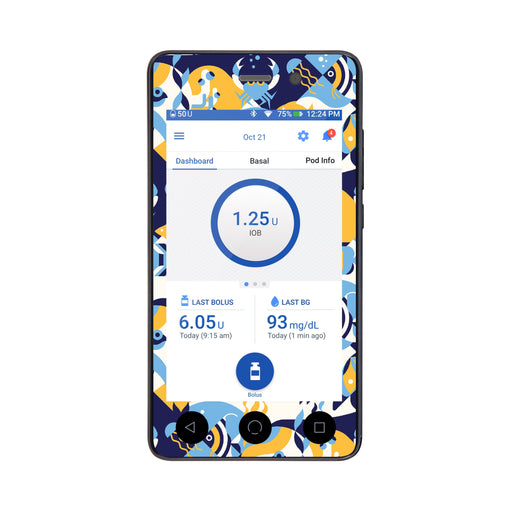 Peelz Underwater Abstract Sticker for Omnipod DASH® PDM – Pump Peelz Peelz/Stickers White Smoke Whole System Peelz (front + case),Front Peelz