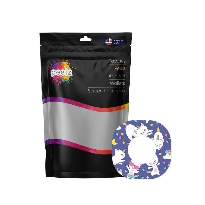 Peelz Unicorn Cats Dexcom G7 and Stelo Patch Tape - Pump Peelz Patch Medical Tape White Smoke 12-Pack (Set of 12 Patches),4-Pack (Set of 4 Patches)