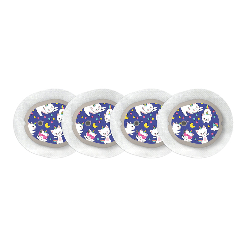 Peelz Unicorn Cats Sticker Designed for the DEXCOM G7 and Stelo Transmitter Peelz/Stickers White Smoke 4-pack (Set of 4 Stickers)