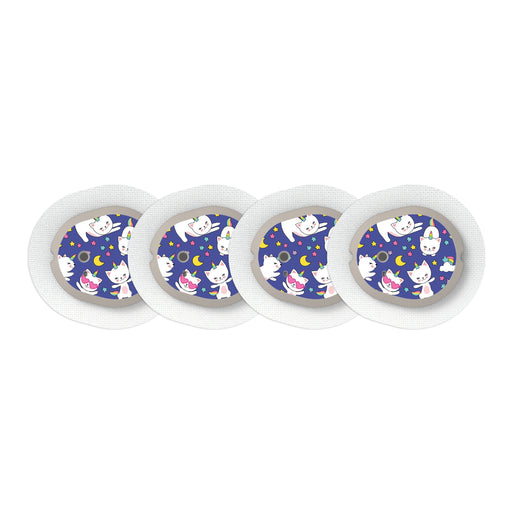 Peelz Unicorn Cats Sticker Designed for the DEXCOM G7 and Stelo Transmitter Peelz/Stickers White Smoke 4-pack (Set of 4 Stickers)