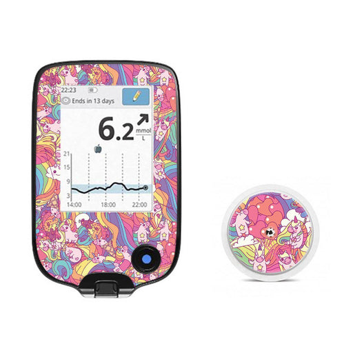 Peelz Unicorn Swirls for Freestyle Libre 2 Peelz/Stickers White Smoke Receiver + Sensor