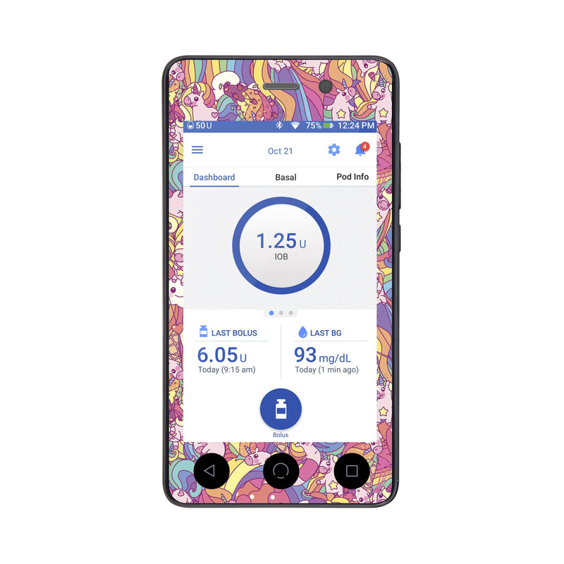 Peelz Unicorn Swirls Sticker for Omnipod DASH® PDM – Pump Peelz Peelz/Stickers White Smoke Whole System Peelz (front + case),Front Peelz,Case Peelz