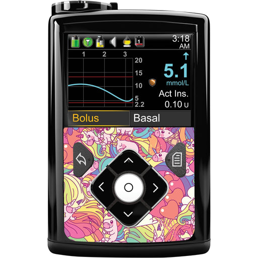 Peelz Unicorn Swirls for Sticker for Medtronic MiniMed 770G & 780G Peelz/Stickers Black Whole System Peelz (front back + clip)