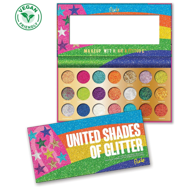 Rude Cosmetics United Shades of Glitter Pressed Glitter Palette Display Set, 12pcs Wholesale Set Sea Green