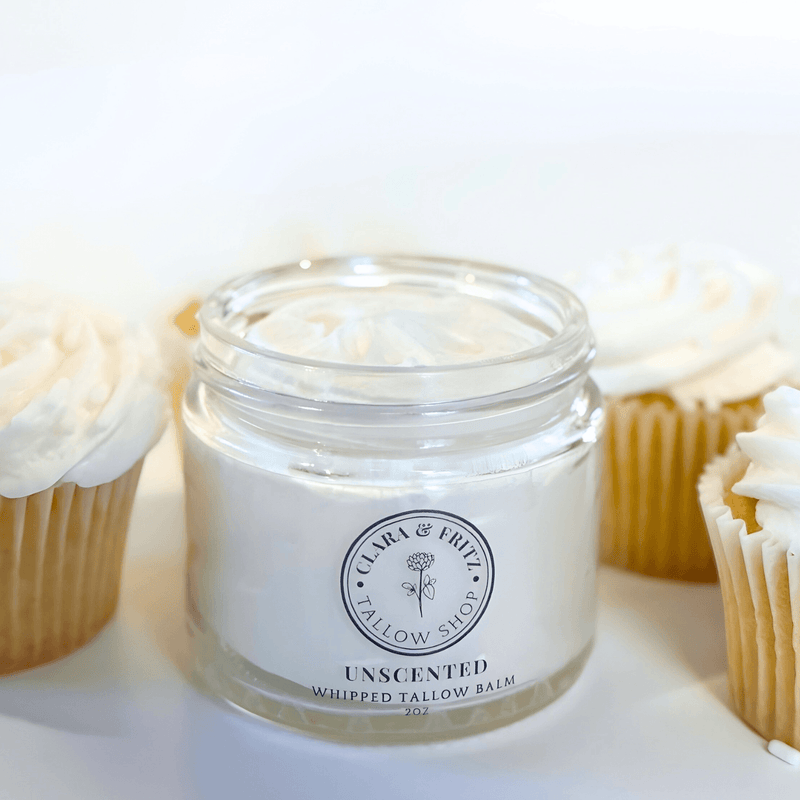 Clara & Fritz Tallow Shop Unscented Whipped Tallow Balm Lotion & Moisturizer Gray 2 oz / Single