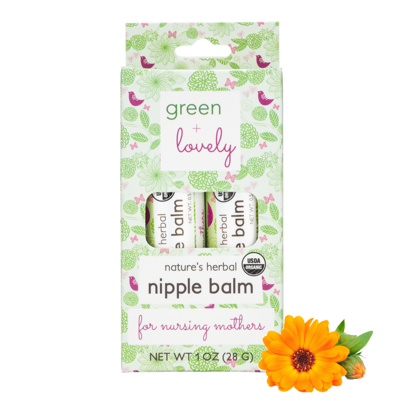 Green + Lovely Calming Nature's Herbal Nursing Nipple Balm - Breastfeeding Essential - 1 oz. Nipple Cream Beige