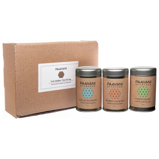 Paavani Ayurveda Herbal Tea Ritual | Organic Loose-Leaf Ayurvedic Tea Collection simple Rosy Brown Tea Tin,Compostable Refill