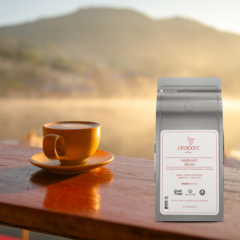 Lifeboost Coffee Hazelnut Decaf Decaf Roast Light Goldenrod Whole Bean / 1,Whole Bean / 3,Whole Bean / 6,Ground / 1,Ground / 3,Ground / 6