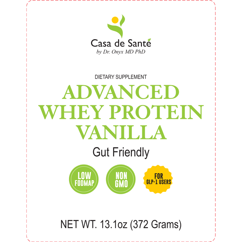 casa de sante Elemental Whey WPI Protein Powder + Digestive Enzymes (Vanilla) | Low FODMAP & GLP-1 Gut-Gentle Muscle Support Digestive Support Supplements White Smoke