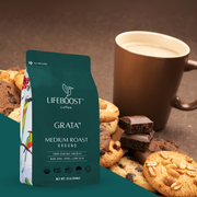 Lifeboost Coffee Grata Medium Roast Medium Roast Dark Slate Gray Whole Bean / 1,Whole Bean / 3,Whole Bean / 6,Ground / 1,Ground / 3,Ground / 6,Go Bags / 1,Go Bags / 3,Go Bags / 6
