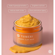 TUMERI Turmeric + Vitamin C Clay Mask Health & Beauty Rosy Brown Mask Only,+ Applicator & Towel