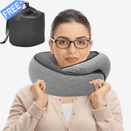 SmartPursue™ Travel neck pillow sleeping pillow Neck Pillows White Smoke Gray