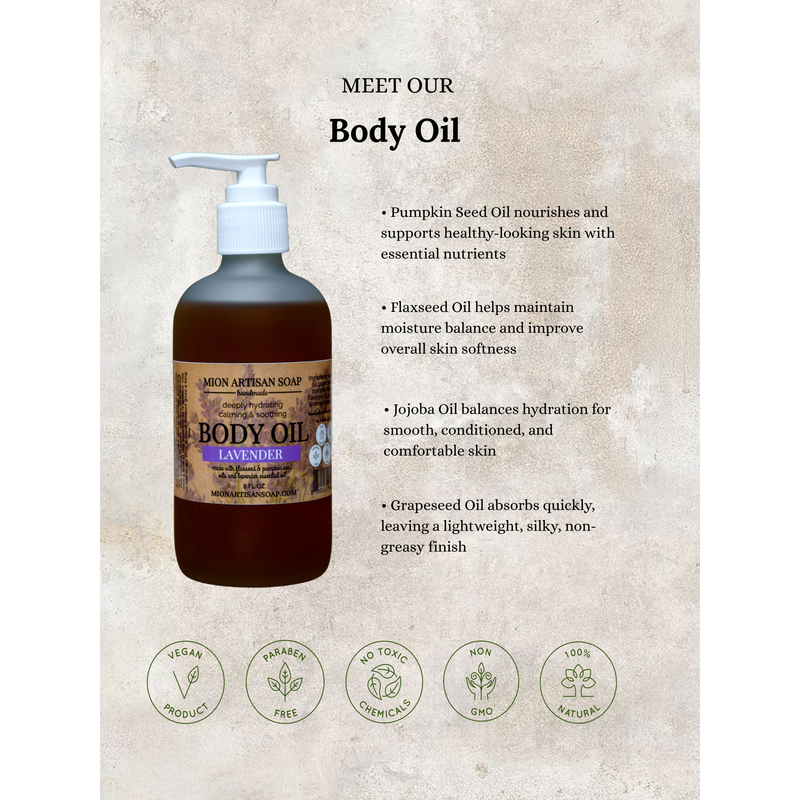 MION Artisan Soap Co. Lavender Body Oil | Packed With Antioxidants Light Gray