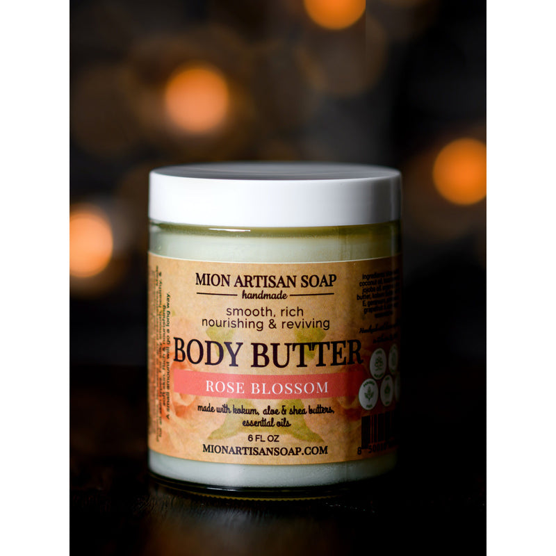 MION Artisan Soap Co. Body Butter - Rose Blossom | High in Essential Vitamins and Fatty Acids Black