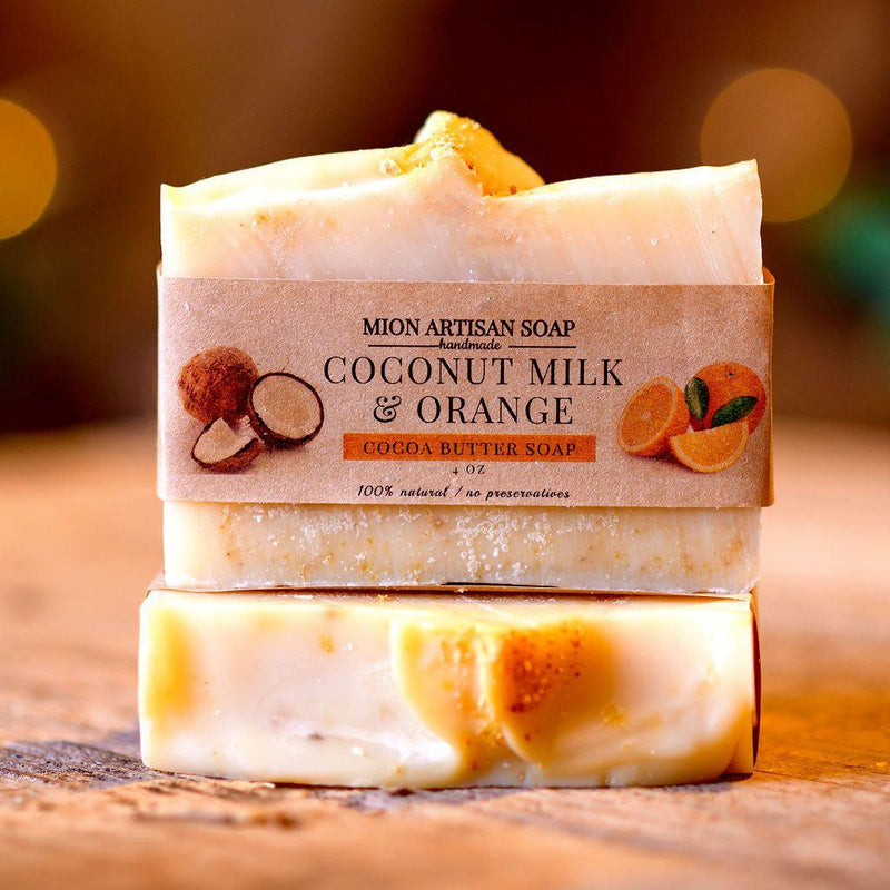 MION Artisan Soap Co. Coconut Milk and Orange | Cocoa Butter Soap Tan