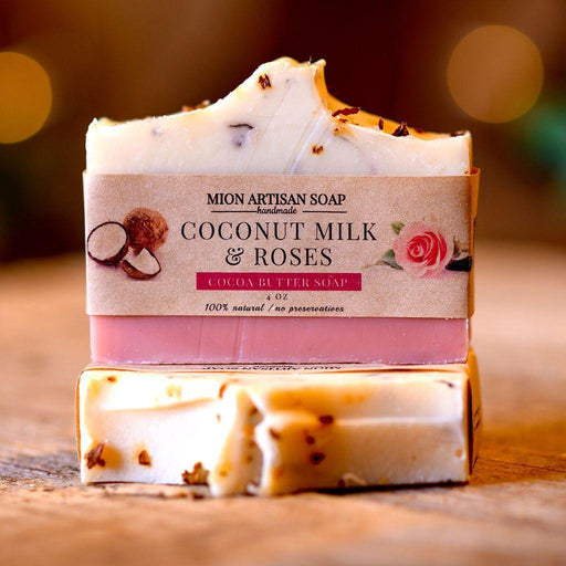 MION Artisan Soap Co. Coconut Milk and Roses | Mango Butter Soap Tan