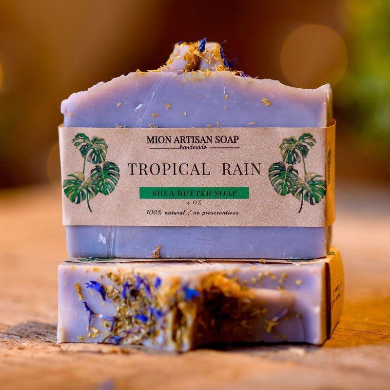 MION Artisan Soap Co. Tropical Rain | Shea Butter Soap Rosy Brown