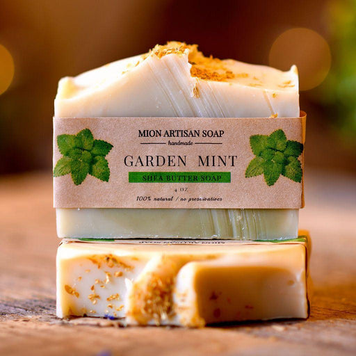 MION Artisan Soap Co. Garden Mint | Shea Butter Soap Rosy Brown