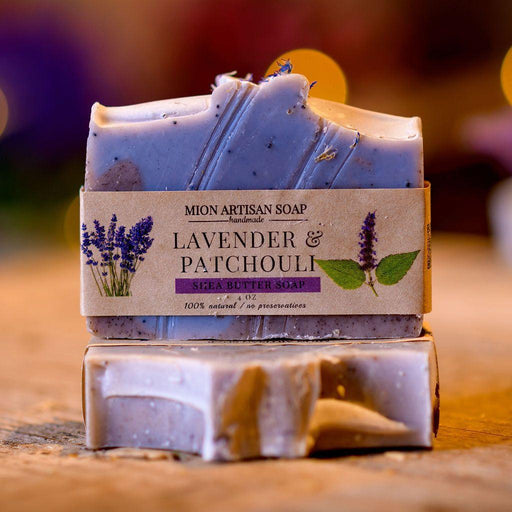 MION Artisan Soap Co. Lavender and Patchouli | Shea Butter Soap Rosy Brown