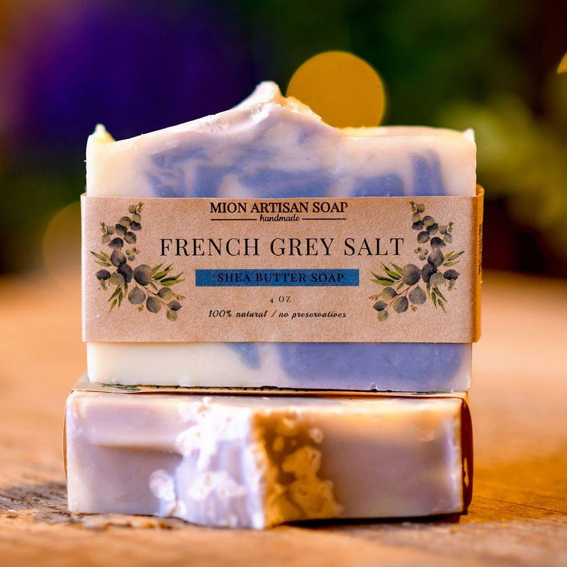 MION Artisan Soap Co. French Grey Salt | Shea Butter Soap Rosy Brown