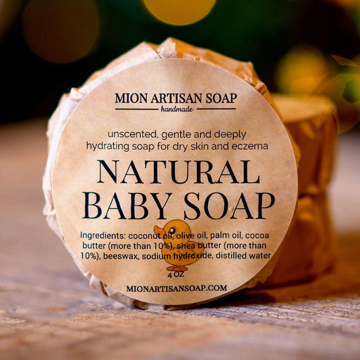 MION Artisan Soap Co. Natural Baby Soap | Unscented | Cocoa Butter & Shea Butter Soap Soap Rosy Brown