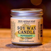 MION Artisan Soap Co. Peppermint Soy Wax Candle | Long Lasting | 100% Natural Dark Salmon