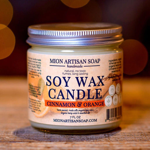 MION Artisan Soap Co. Cinnamon and Orange Soy Wax Candle | Long Lasting | 100% Natural Sienna