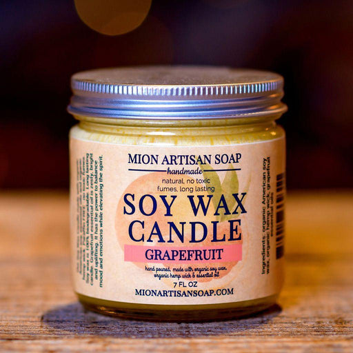 MION Artisan Soap Co. Grapefruit Soy Wax Candle |Long Lasting | 100% Natural Rosy Brown