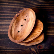 MION Artisan Soap Co. Olive Wood Soap Dish Dark Salmon Oval,Rectangular