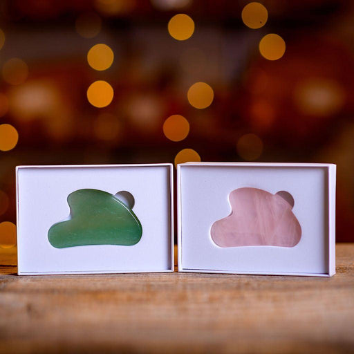 MION Artisan Soap Co. Gua Sha Facial Massaging Tool | Jade and Quartz Dark Red Jade,Quartz