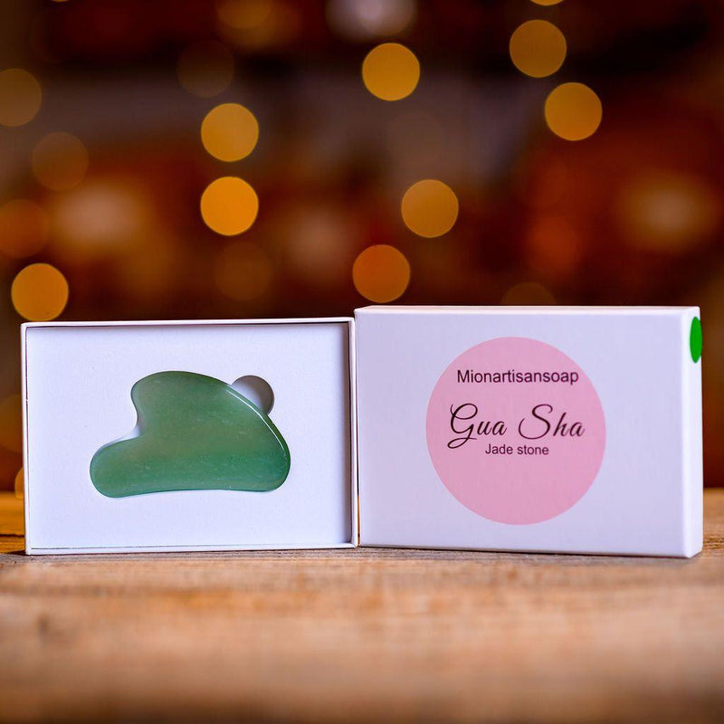 MION Artisan Soap Co. Gua Sha Facial Massaging Tool | Jade and Quartz Gray Jade,Quartz