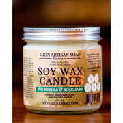 MION Artisan Soap Co. Fir Needle & Rosemary Soy Wax Candle | Long Lasting | 100% Natural Black