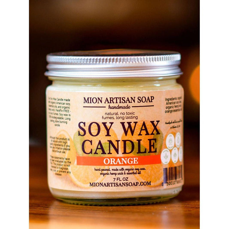 MION Artisan Soap Co. Orange Soy Wax Candle | Long Lasting | 100% Natural Dark Salmon