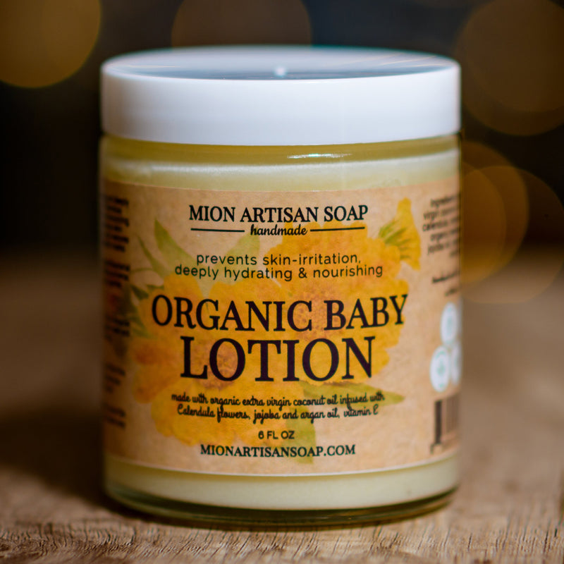 MION Artisan Soap Co. Organic Baby Lotion | Infused with Calendula Flowers Black