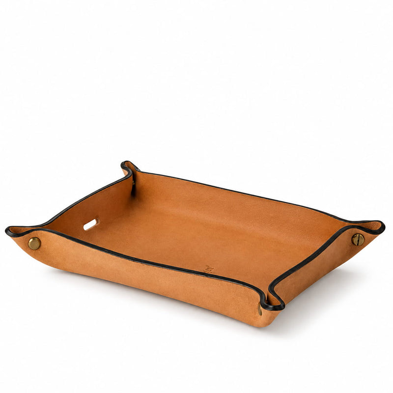 WristClean Leather Valet Tray Leather Pad & Trays White Smoke Buckskin Suede,Tobacco Brown