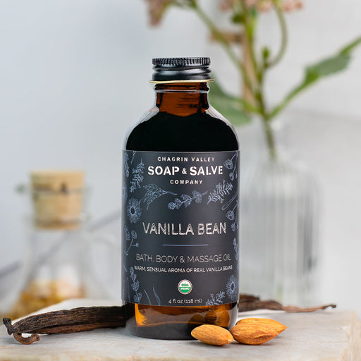 Chagrin Valley Soap & Salve Bath & Body Oil: Vanilla Bean Body Oil Light Gray 4 fl oz Glass Bottle