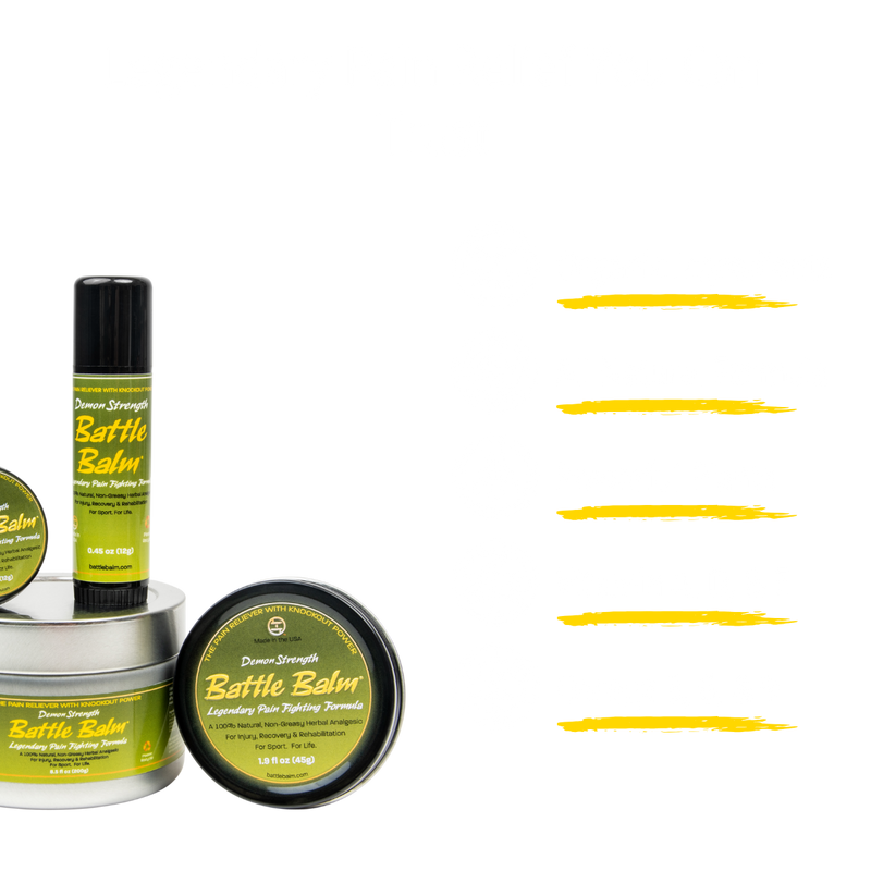 Battle Balm® Battle Balm® - Demon Strength All Natural & Organic Pain Relief Cream Topical analgesic, pain relief ointment, muscle rub Black 0.45 oz.,1.9 oz.,4.25 oz.,8.5 oz.