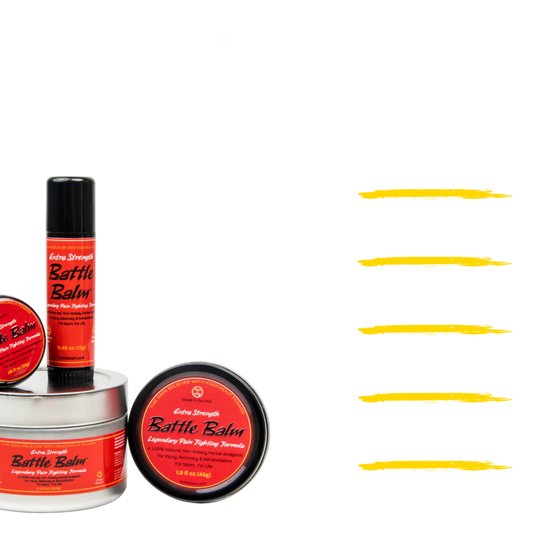 Battle Balm® Battle Balm® - Extra Strength All Natural & Organic Pain Relief Cream Topical analgesic, pain relief ointment, muscle rub Black 0.45 oz.,1.9 oz.,4.25 oz.,8.5 oz.