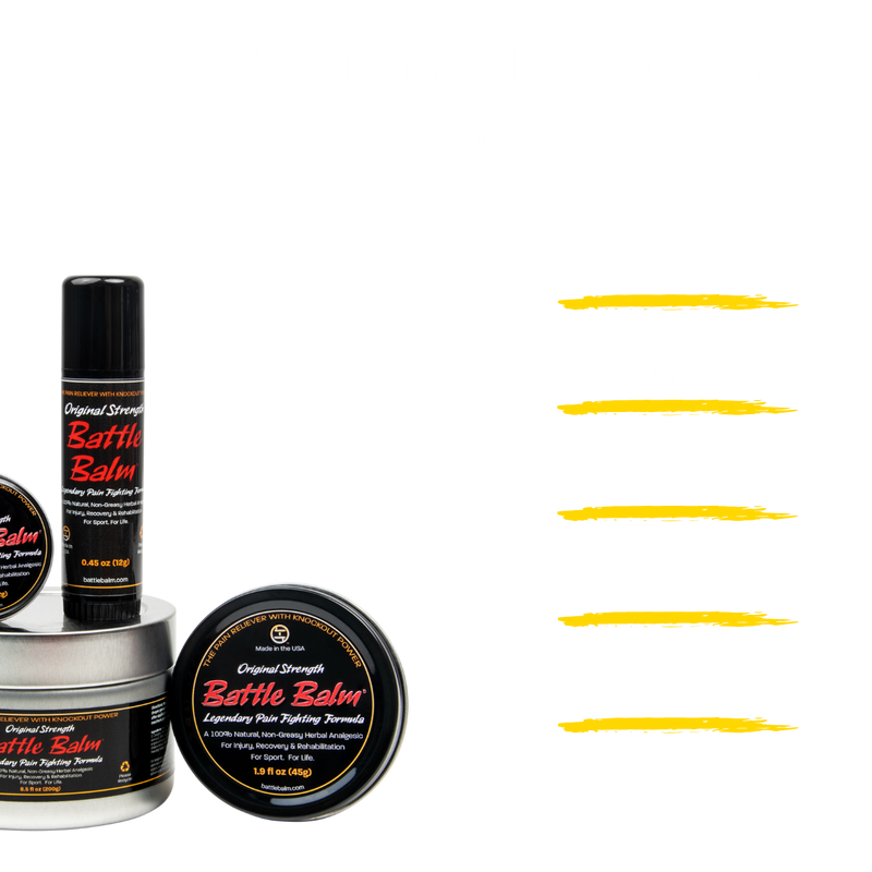 Battle Balm® Battle Balm® - Original Strength All Natural & Organic Pain Relief Cream Topical analgesic, pain relief ointment, muscle rub Black 0.45 oz.,1.9 oz.,4.25 oz.,8.5 oz.
