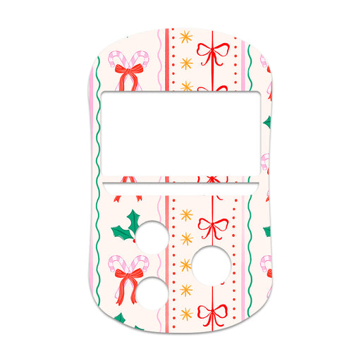Peelz Holly Jolly Ribbon OneTouch Verio Flex Glucometer Sticker - Pump Peelz Peelz/Stickers White Smoke