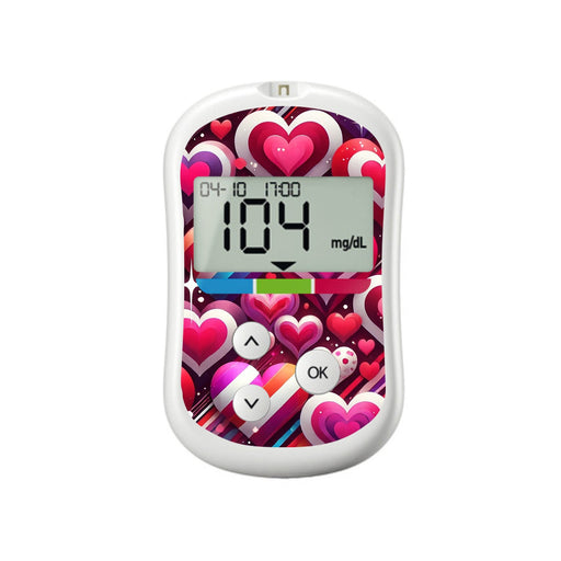 Peelz Sparkly Hearts for OneTouch Verio Flex Glucometer Peelz/Stickers White Smoke