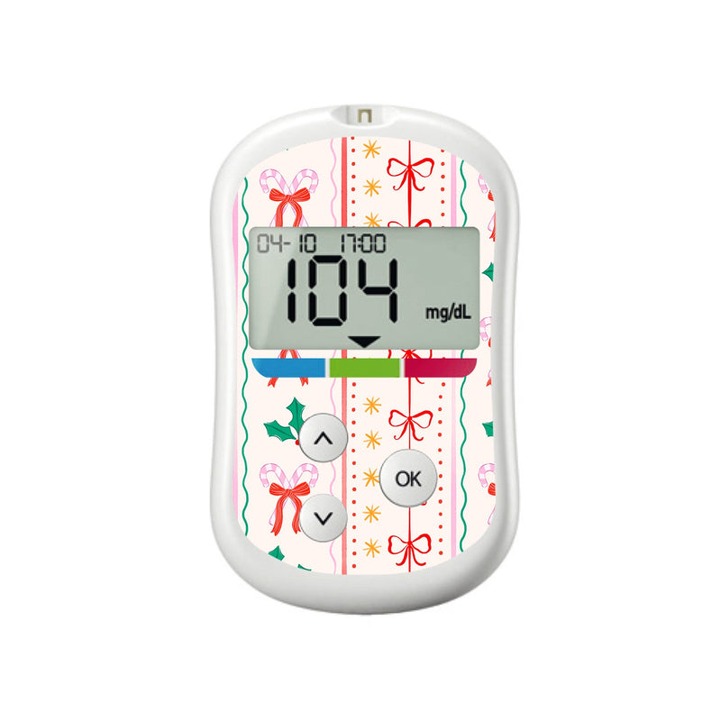 Peelz Holly Jolly Ribbon OneTouch Verio Flex Glucometer Sticker - Pump Peelz Peelz/Stickers White Smoke