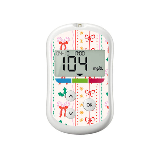 Peelz Holly Jolly Ribbon OneTouch Verio Flex Glucometer Sticker - Pump Peelz Peelz/Stickers White Smoke